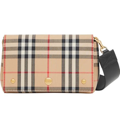 burberry mini vintage check and leather note bag|Burberry note leather check bag.